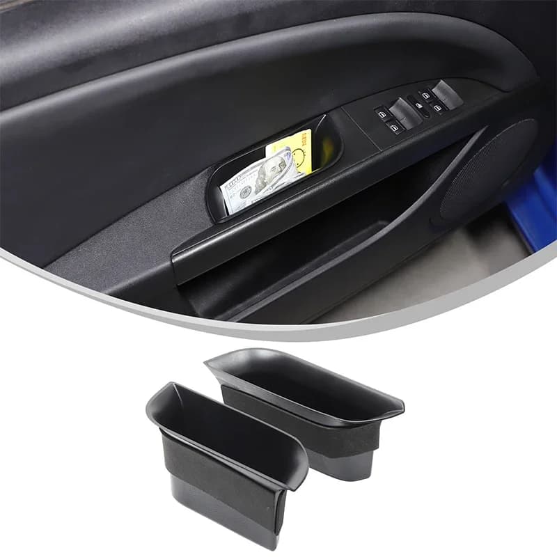 For Seat Leon 2008-2012 ABS Black car front door inner handle storage box mobile phone tray car interior accessories 2Pcs