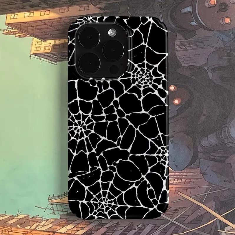 Black Spider Web Art Phone Case for IPHONE 17Air 16E 15PROMAX 14 Plus 13 12 MINI 11 XR Acrylic Phone CoverBlack Spider Web Art