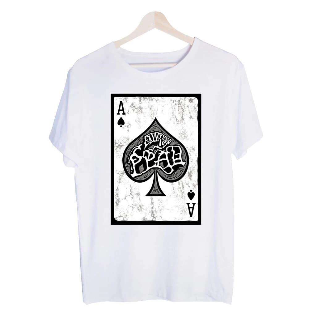 Men's Ace of Spades Poker Card Graphic Tee, Short Sleeve Crew Neck T-Shirt for Casual Streetwear and Everyday Wear