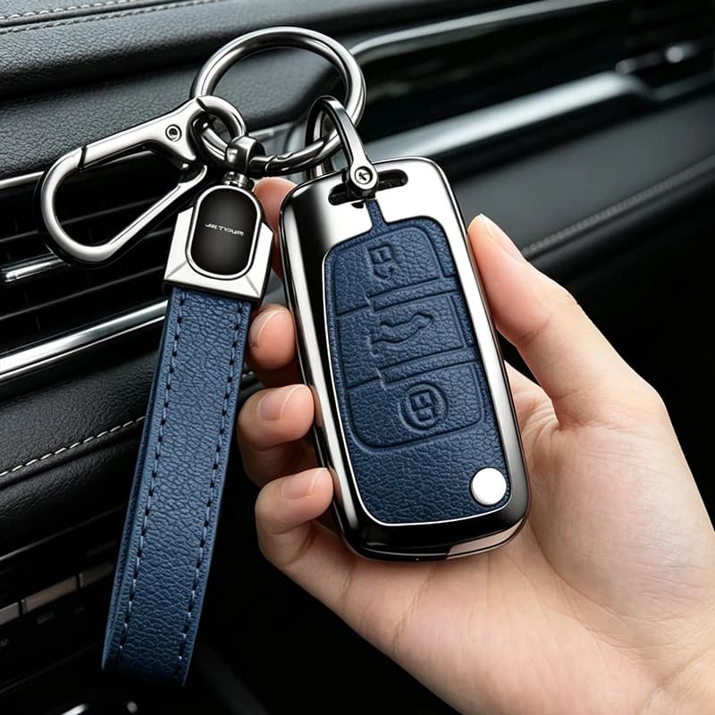 Zinc Alloy Leather Car Key Case Cover For Chery JETOUR X70 X90 X95 IDM I-DM X-1 DTC Plus Protect Shell Accessories
