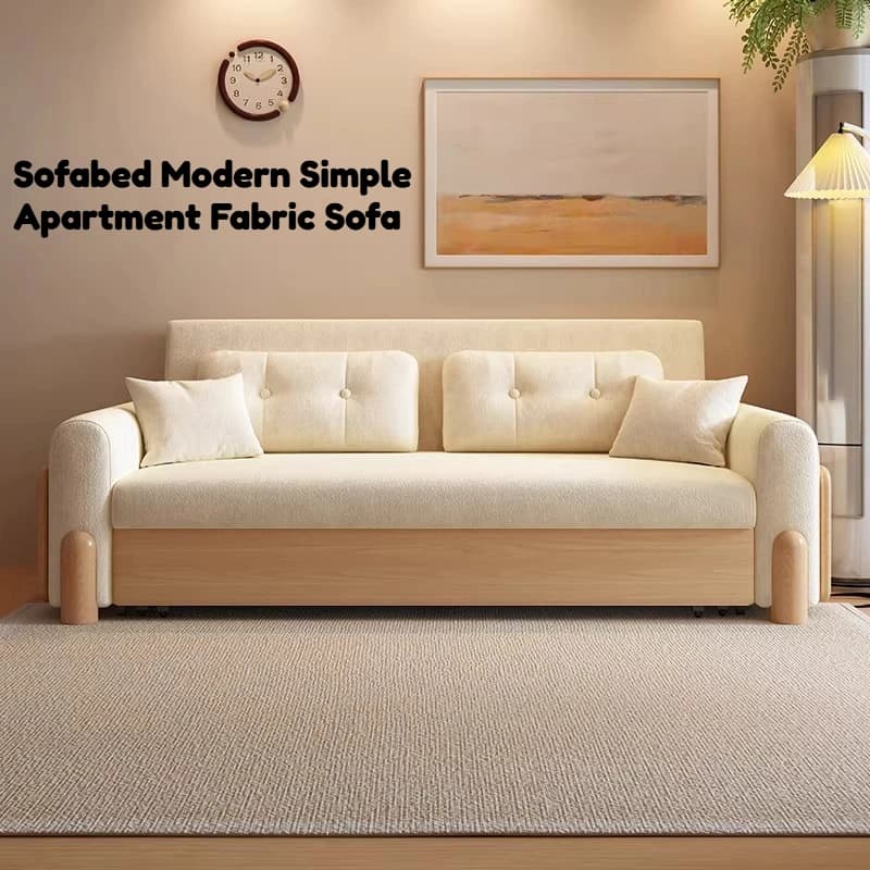 Lazy Minimalist Family Sofabed 2 Seater Modern Simple Apartment Fabric Sofa Bed Double European Background Home Accessories