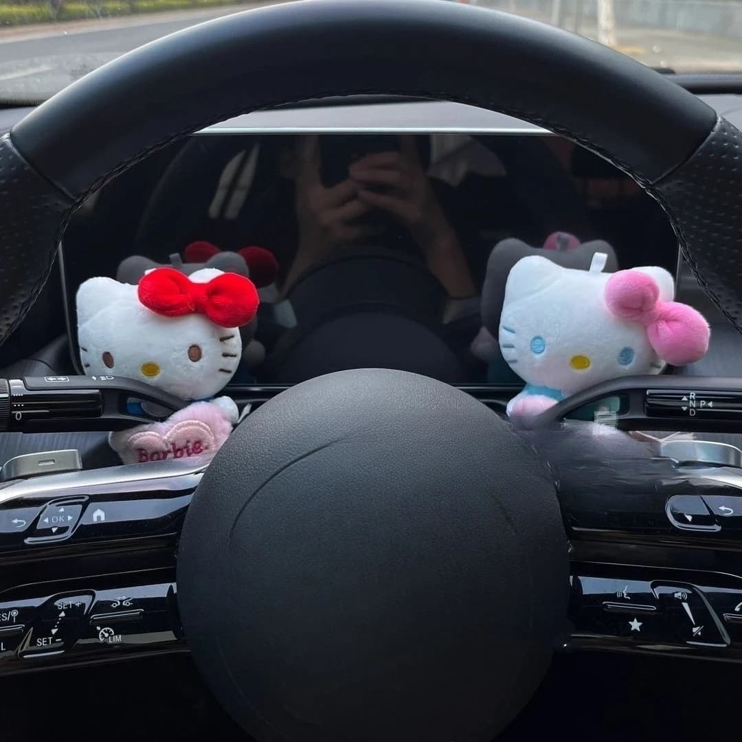Sanrio My Melody Kuromi Hellokittys Car Seat Belt Cover Kawaii Auto Interior Accessories Wiper Turn Signal Pendant