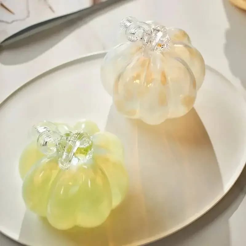 Glass Handicrafts Simulated Pumpkin Gradient Colored Glass Pumpkin Plant Ornaments Decorative Figurines Home Decoration