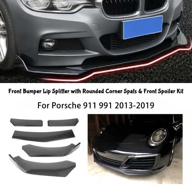 5-Segment Adjustable Front Bumper Lip Splitter Body Kit For Porsche 911 991 2013-2019
