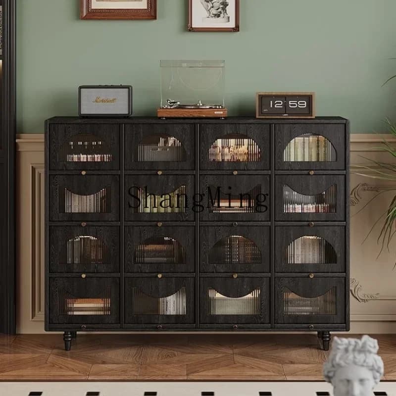 SM retro solid wood dining side, kitchen cabinet storage, living room tea bucket cabinet, wall locker integrated