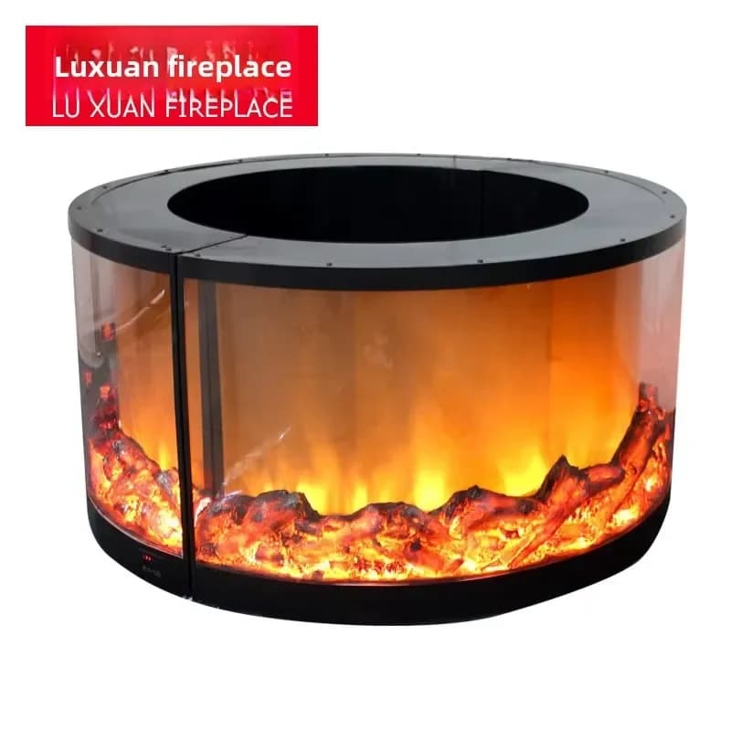 for European Style Electric Fireplace Heater Household Wall Mounted Metal Custom Cylindrical Simulation Fire Hanging