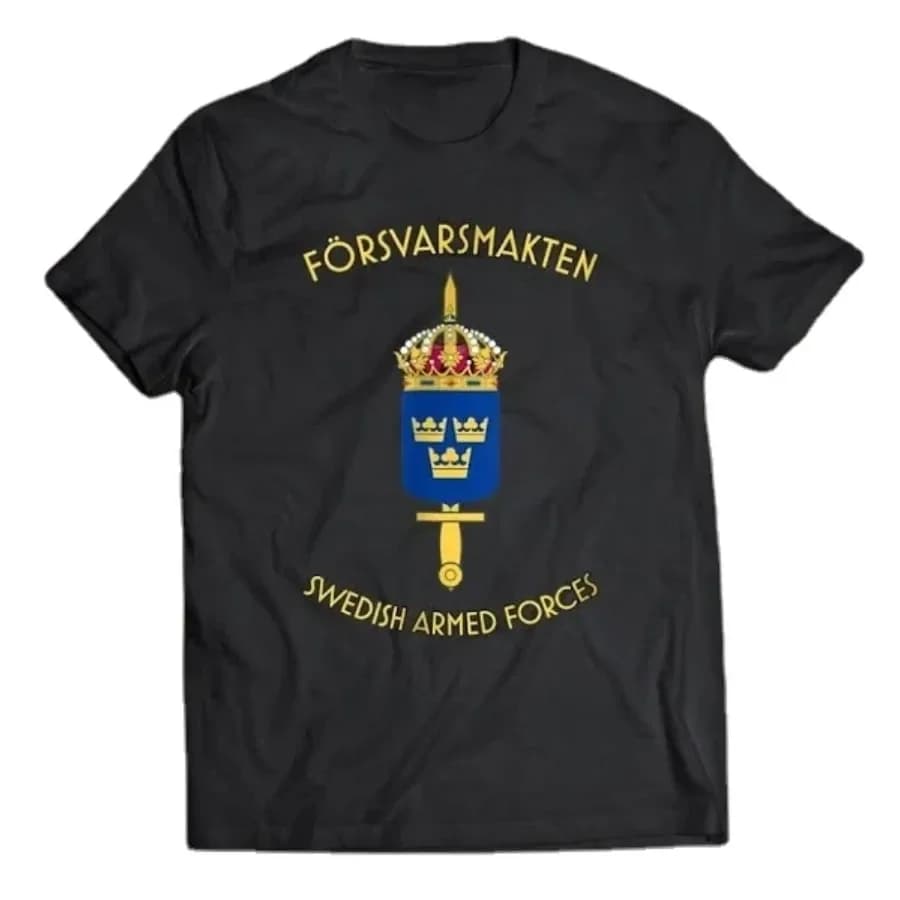 Forsvarsmakten Swedish Armed Forces Men Tshirt Short Casual 100% Cooton Harajuku  Shirt