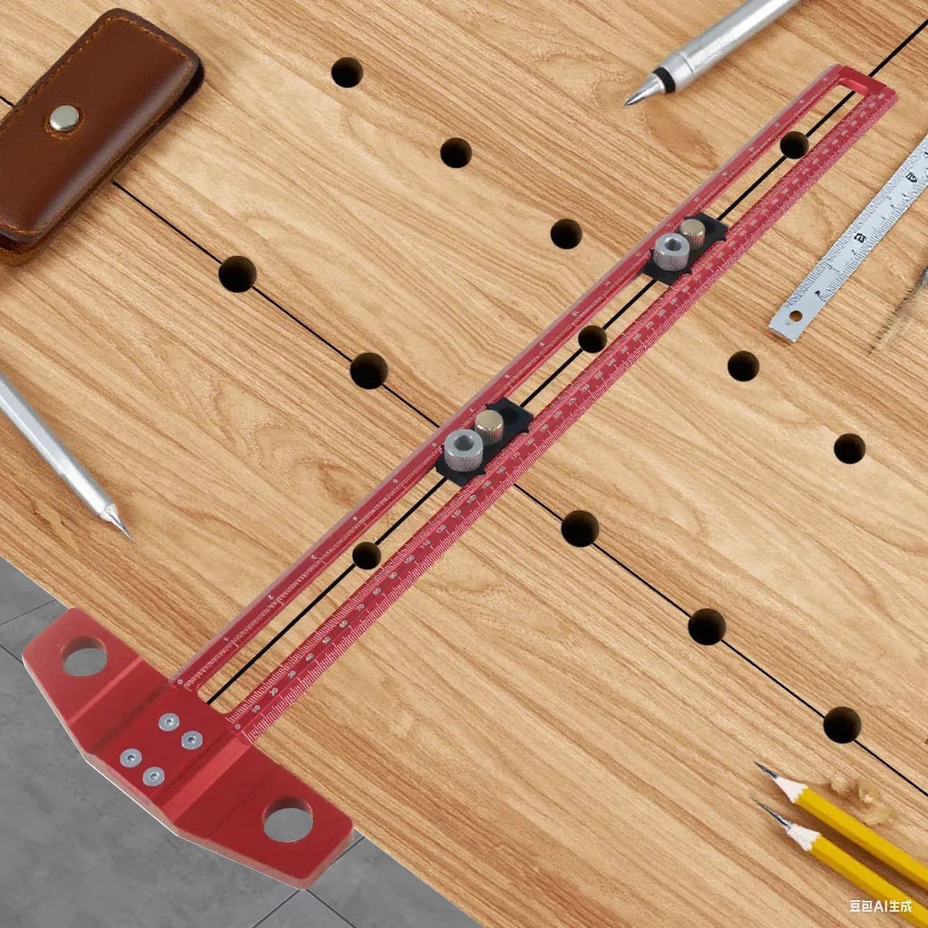 Drilling Positioning Scoring Ruler 6/8/10mm T Square Drill Scriber Marking Gauge