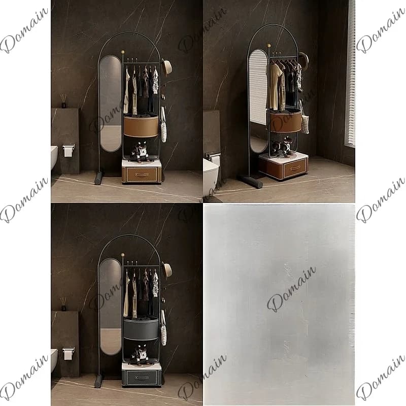 Minimalist Floor Coat Rack with Mirror, Freestanding Hat Stand with Shelves for Bedroom Entryway Storage