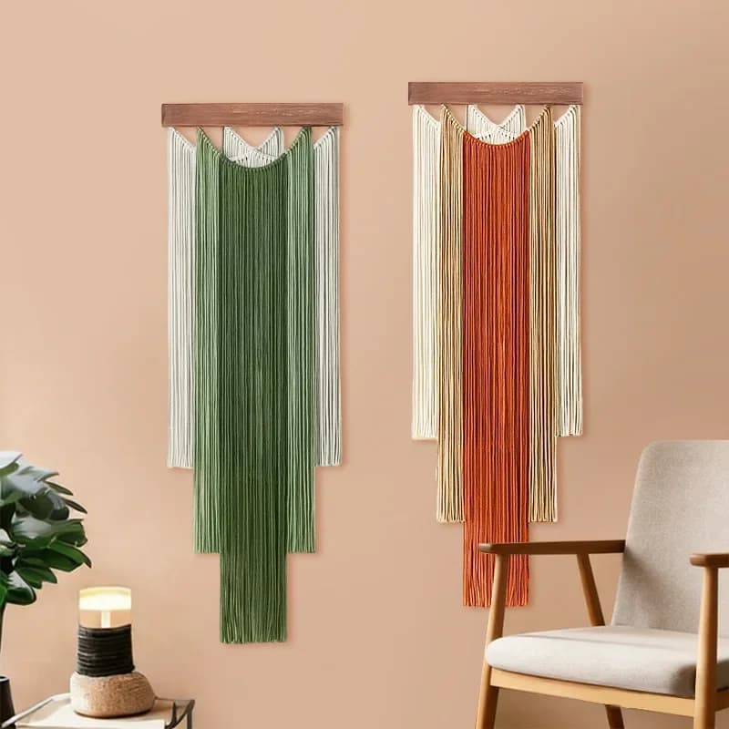 Bohemian Wooden Tassel Tapestry Living Room B&B Porch Background Wall Decoration Tapestry Hanging Ornaments Home Decor)
