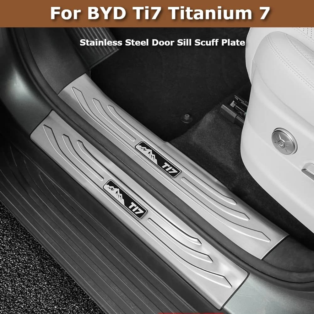 For BYD Ti7 Leopard Titanium 7 Stainless Steel Door Sill Scuff Plate Inner Outer Door Threshold Anti-Scratch Protector Trim