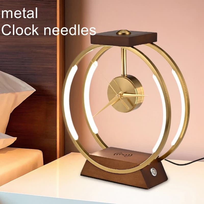 Copper Needle Creative Desk Lamp Modern Luxury Clock Light Decoration Wireless Charging Touch Control Intelligent Bedlight
