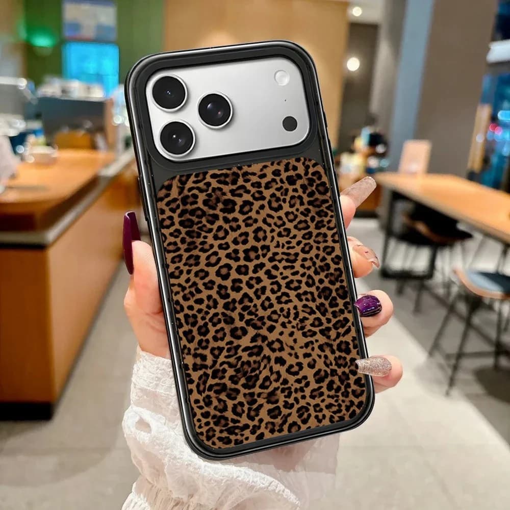 Creative Minimalist Leopard Print Impact Case - Mirror / Glaze Magnetic Cover: Compatible with IPhone 18 17 Pro Max 18Pro