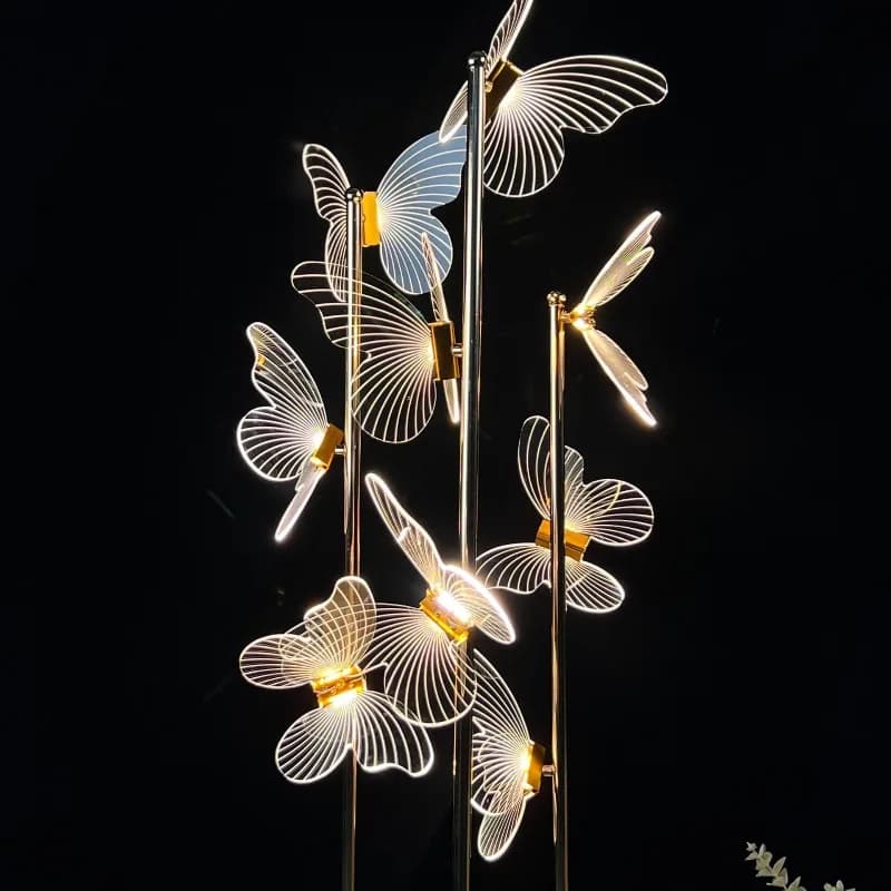 New wedding props gold electroplated luminous butterfly street light screen welcome area background window decoration creativity