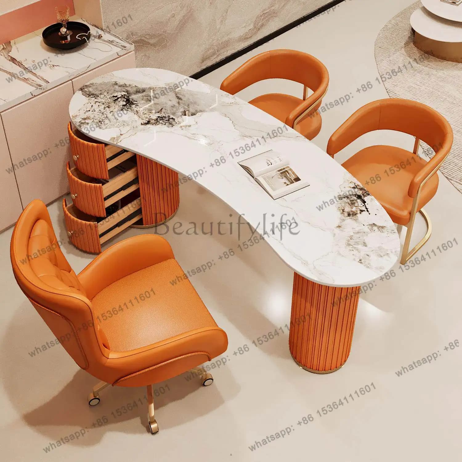 Office negotiation table Consultation room Light luxury fashion oral clinic Rock slab table