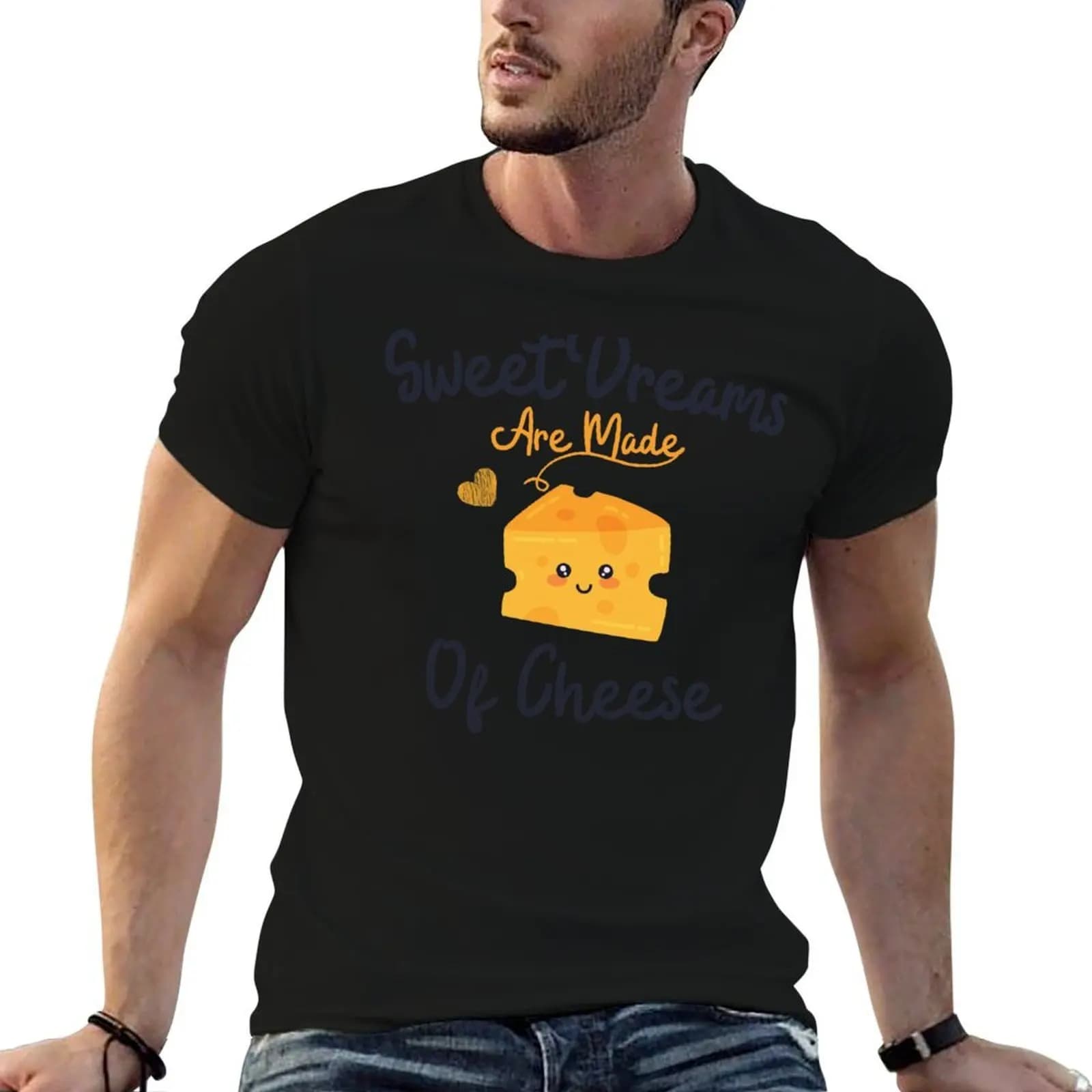 Cute Food Gift Idea Sweet Dreams Are Made of Cheese T-Shirt vintage anime shirt blacks men t shirt