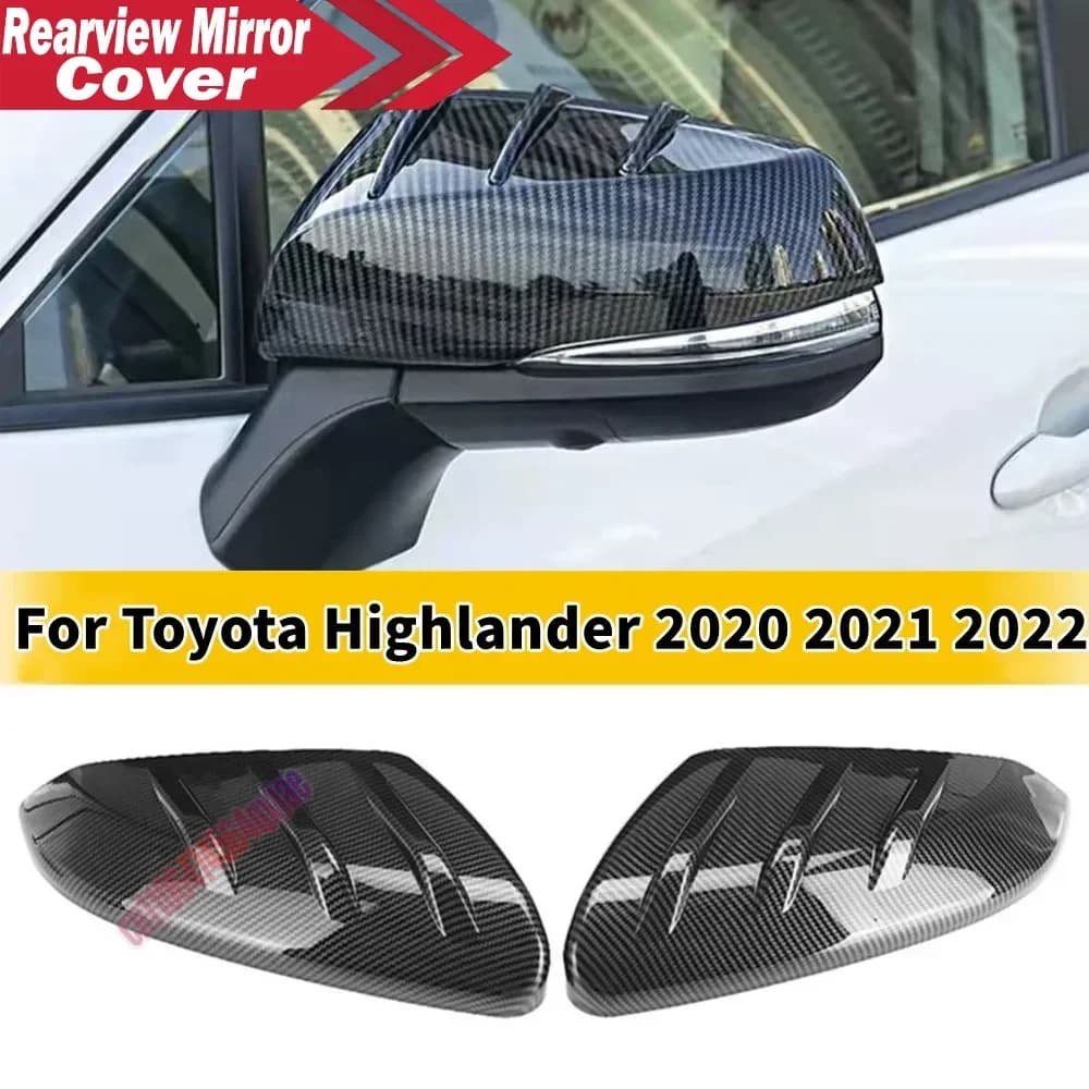 For Toyota Highlander 2020-2022 Car Exterior Door Trim Adhesive Sticker Parts Rearview Side Mirror Cover Wing Cap ABS Plastic