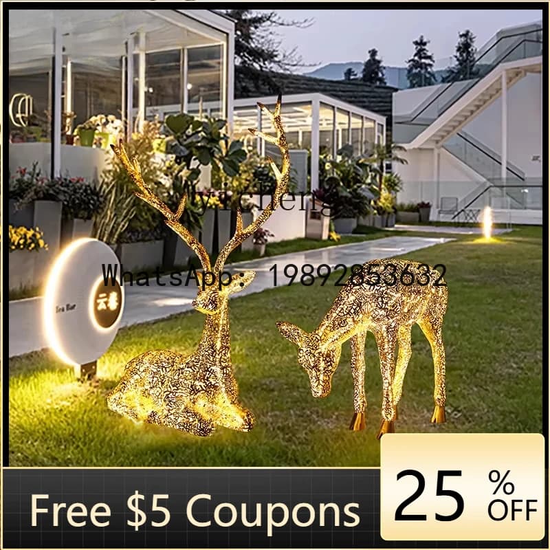 BJJ  outdoor stainless steel hollow luminous floor ornament courtyard large handicraft metal sculpture