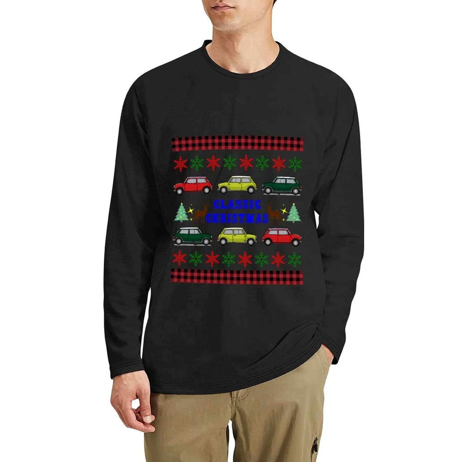 Classic Mini Cooper Ugly Christmas Sweater Long T-Shirt graphic t shirts customized t shirts cute clothes Men's t shirts
