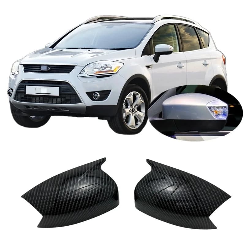 for Ford Kuga I MK1 2008 - 2012 Horn Style Carbon Hydro-dipped Rearview Wing Mirror Cover Cap