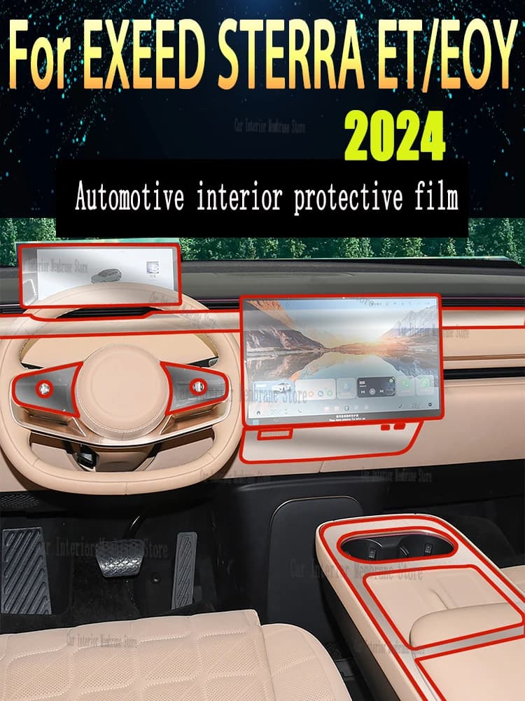 For EXEED STERRA ET/EOY 2024 Gearbox Panel Navigation Automotive Interior Protective Film Anti-Scratch Sticker Accessories