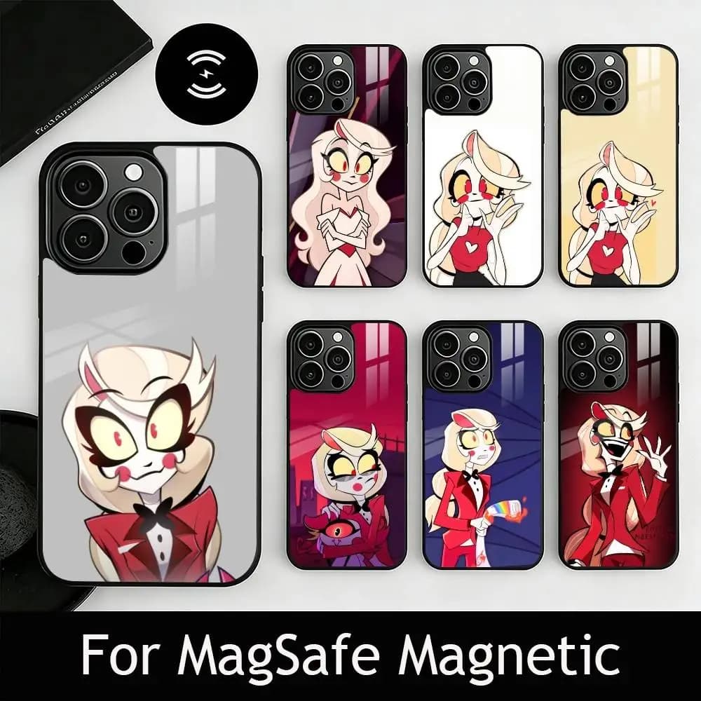 H-Hazbin C-Charlie Phone Case For iPhone17,16,15,14,13,12,11 Plus,Pro Magnetic with Magsafe Wireless Charging