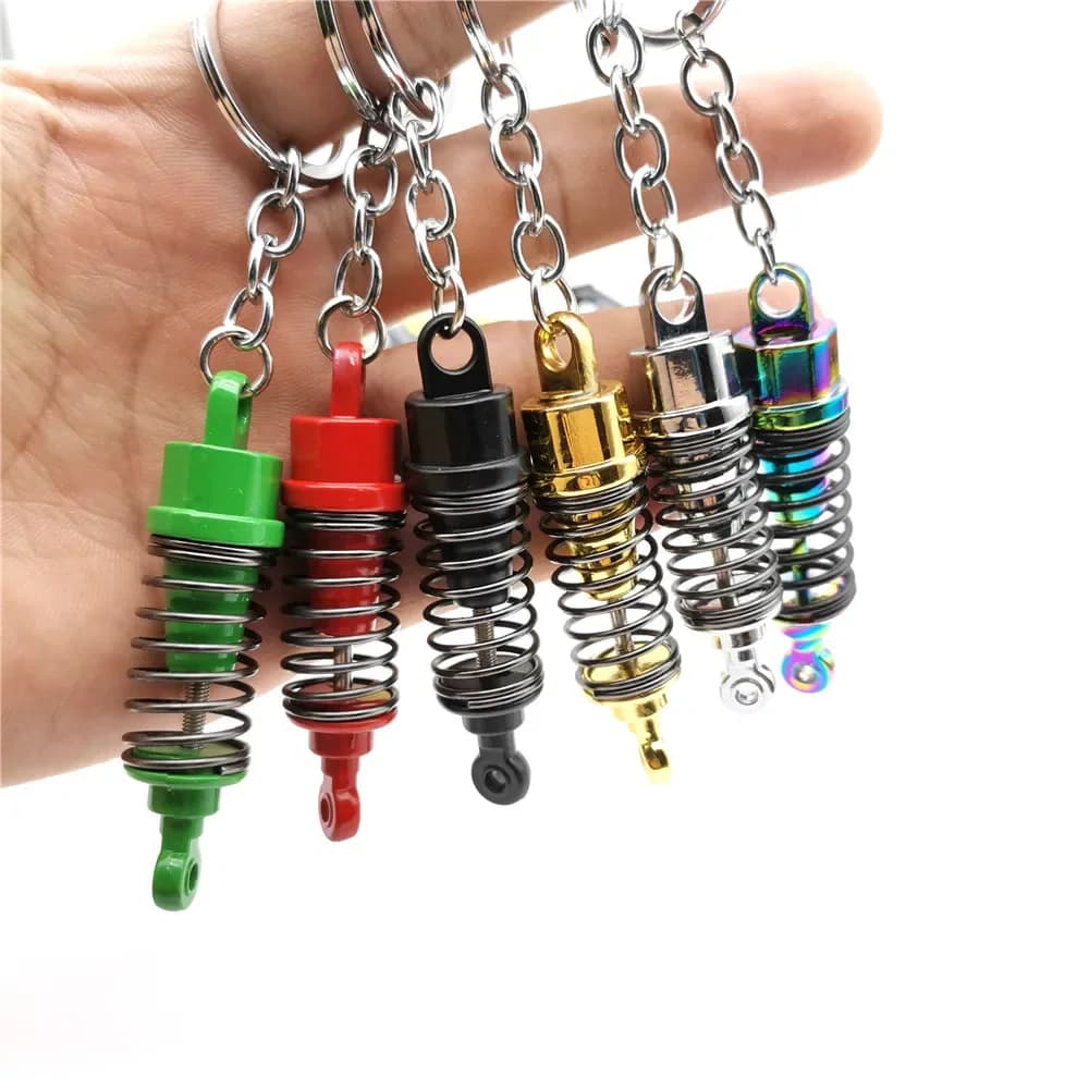 6 Color Car Spring Shock Absorber Keychain Zinc Alloy  Key Shock Absorber Chain Keyring For Auto AUTOART Interior Accessories