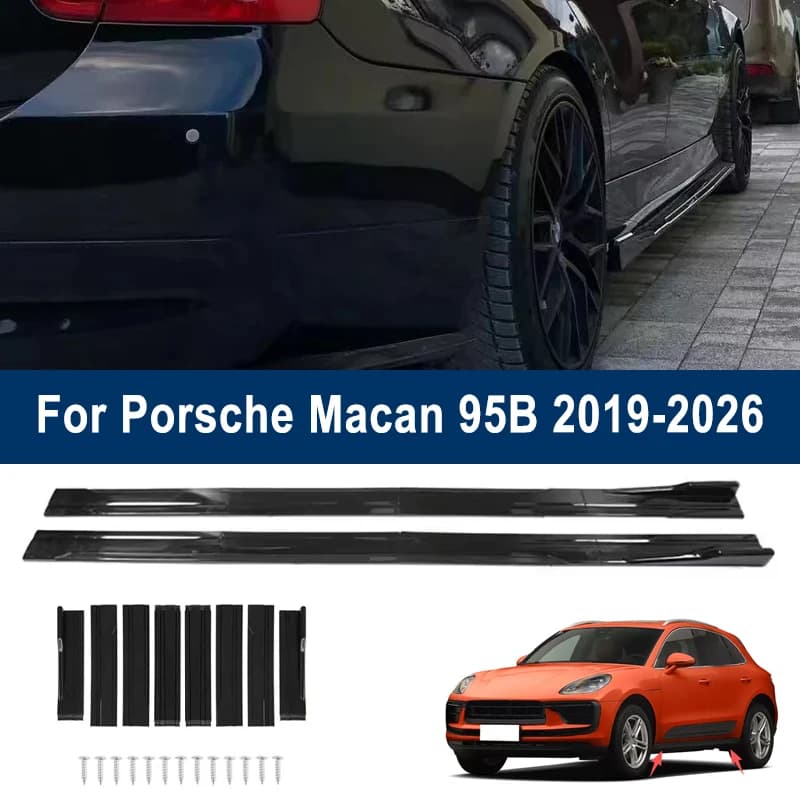 For Porsche Macan 95B 2019-2026 Car Side Skirt Splitters Extended Side Spoiler Sport Body Kit Bumper Lip Modified Parts 8Pcs