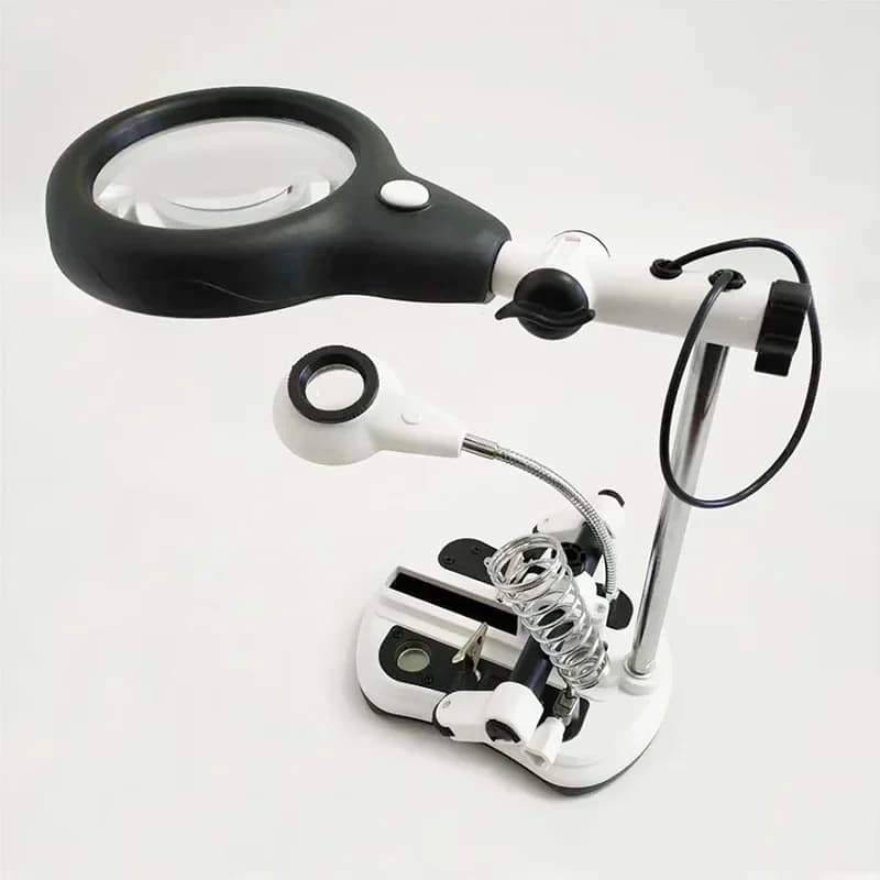 2.5x-10x Plug-in Multi-Lens Magnifier Magnifying Glass with Light LED Attachment for Repair Work High-Definition Desktop Loupe
