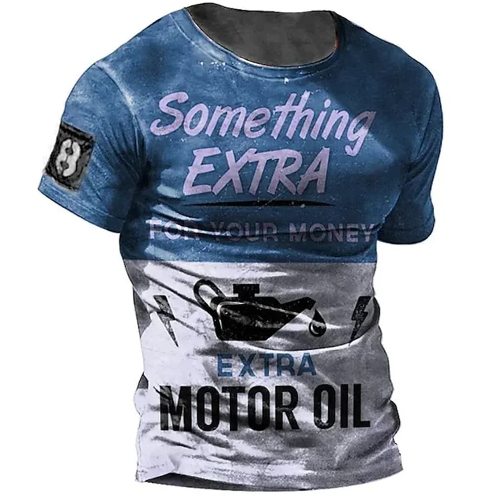 3D Print Motorcycle Men T Shirt Casual O-neck Loose Short Sleeve Vintage Tops Street Hip Hop Trend Clothing Fashion Sports Tees