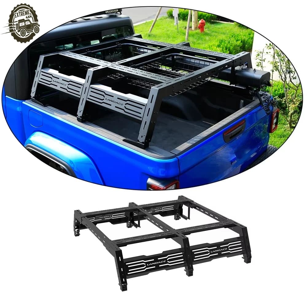 Universal 4x4 Pickup Truck Bed Rack Heavy Duty Steel Adjustable Cargo Carrier Roll Bar for Ford F150, Tacoma, Hilux