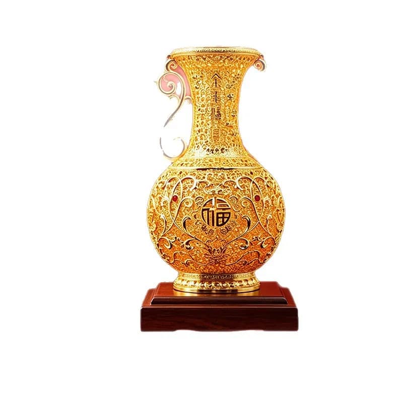 All-copper vase ornament housewarming opening high-end gift luxury hollow living room entrance business gift copper engraving