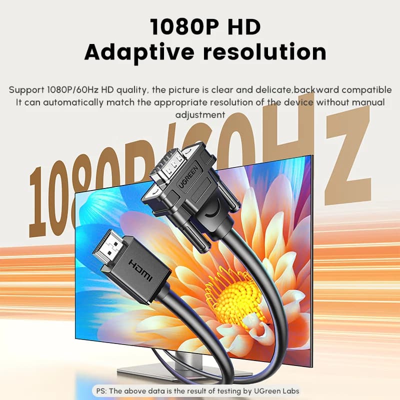 UGREEN HDMI to VGA Cable 1080P HDMI Male to VGA Male PVC High Quality Video Converter Cord VGA Adapter for TV Computer