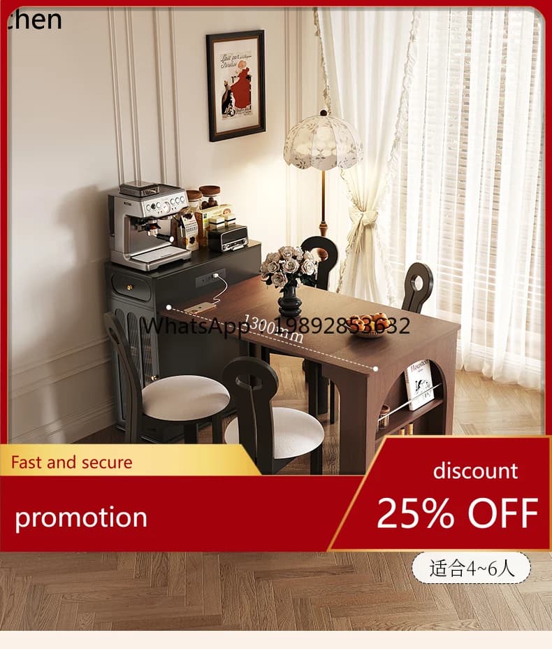 YFY solid wood island dining table integrated living room kitchen small  retractable dining table multi-functional dining table
