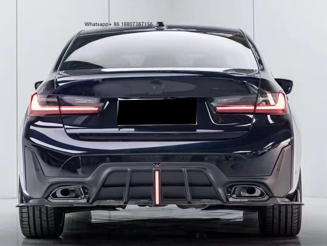 New for 3 Series G20 Rear Lip Carbon Fiber Bumper with Light Exhaust Cut-Outs Included Bolt-On 1 Year Warranty