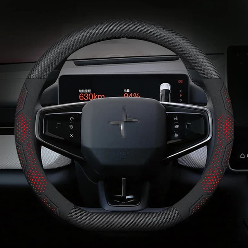 For Polestar 1 2 3 4 5 2023 2024 Carbon fiber Suede Microfiber Leather Anti-slip Car Steering Wheel Cover Auto Accessories