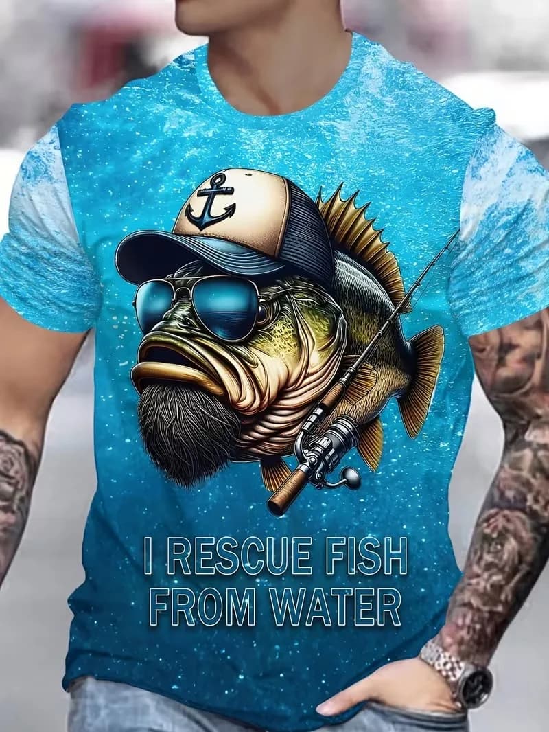 Men's Fishing Shirt Summer Short Sleeve Tee Tops Men T-Shirt Casual Harajuku Outdoor Sports Short Sleeve Oversized Men's Clothes