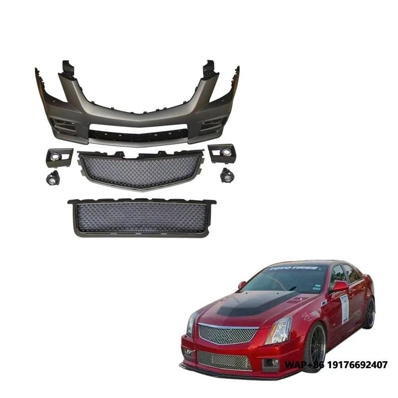 Langyu 08-13 Auto Body Parts Front Bumper Assembly Grille PP Plastic CTS V Style Body Kits forCadillac CTS Bodykit