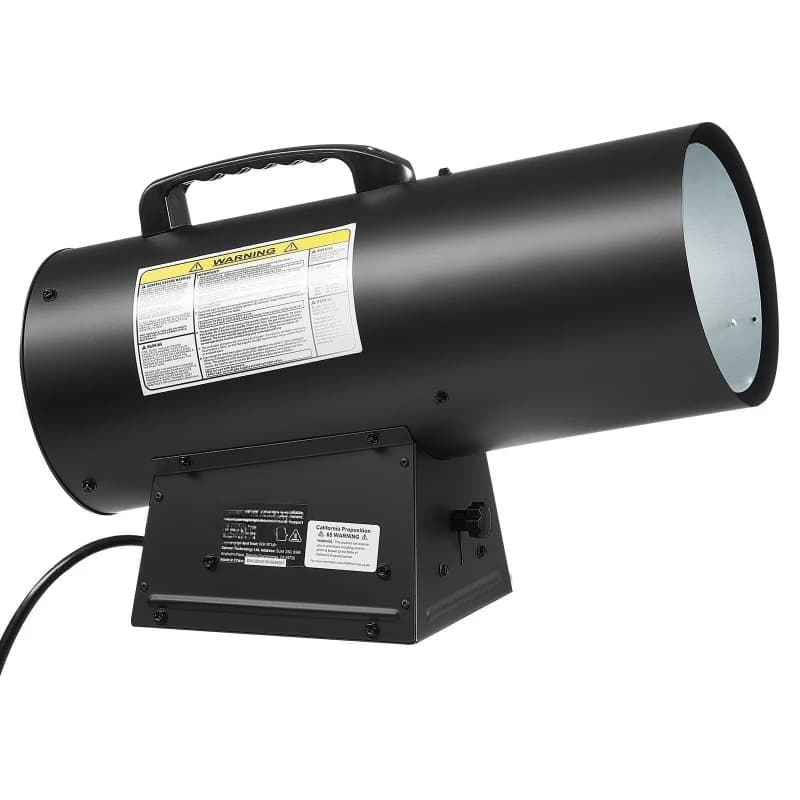 Portable forced air circulation propane heater with stepless temperature regulation