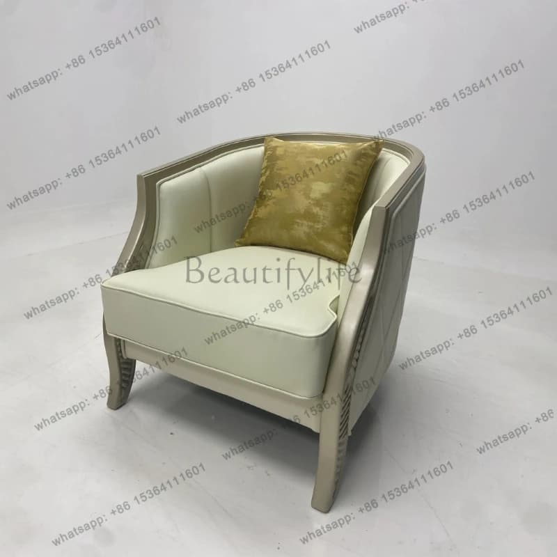 French light luxury fabric single chair American curved carved modern sofa leisure chair