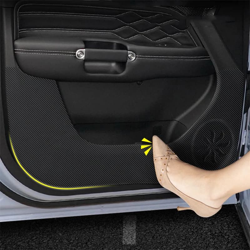 Car Door Anti Kick Pad Carbon Fiber Leather Texture Anti Dirt Protective Sticker Accessory For GWM Great Wall Tank 300 2022 2023