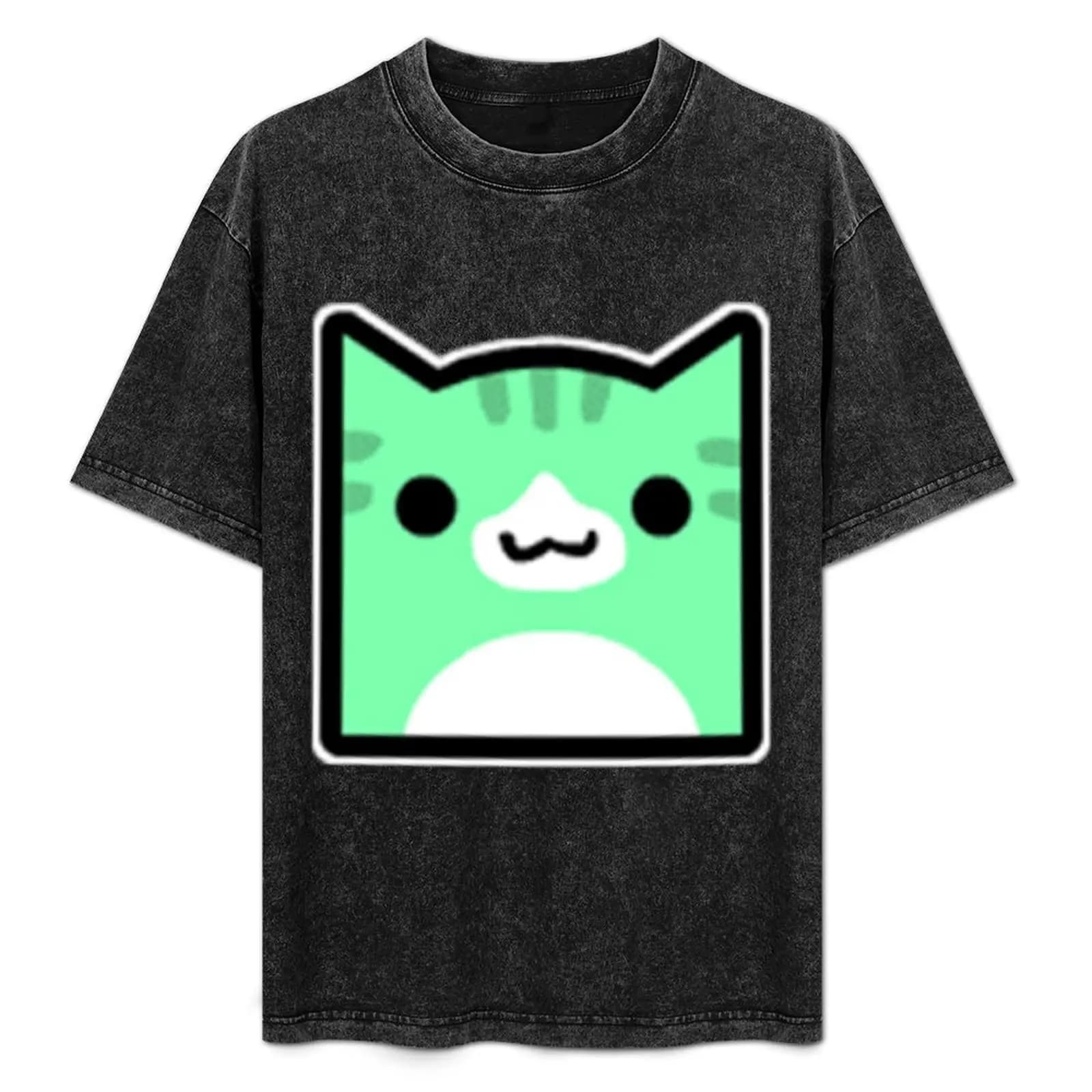 Juniper Geometry Dash icon cat cube T-Shirt anime custom t shirt tees shirts men graphic