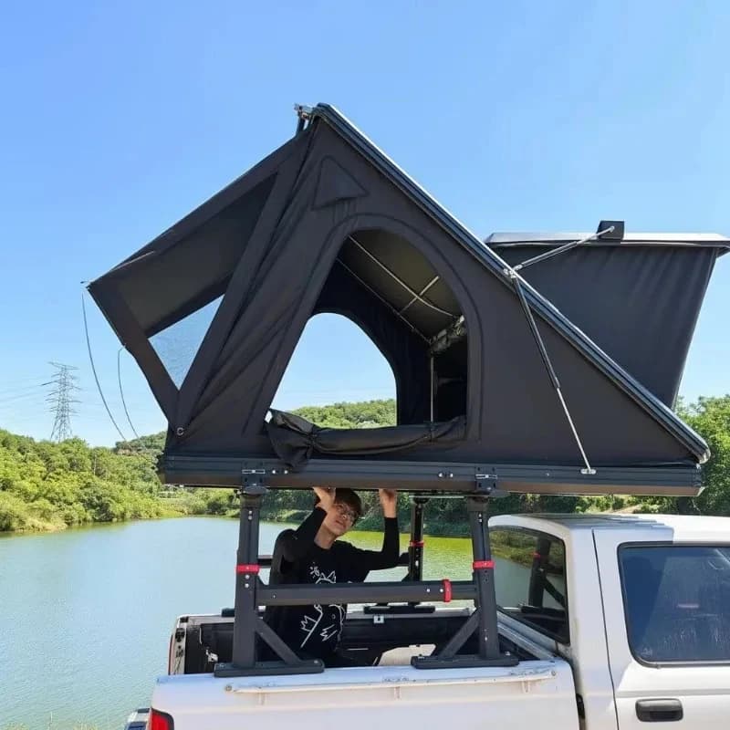 Heavy Duty 420D Polyester Ox Fabric Four Season Waterproof Hard Rooftop Tent 4 Person Quick Setup Offroad Overland Car