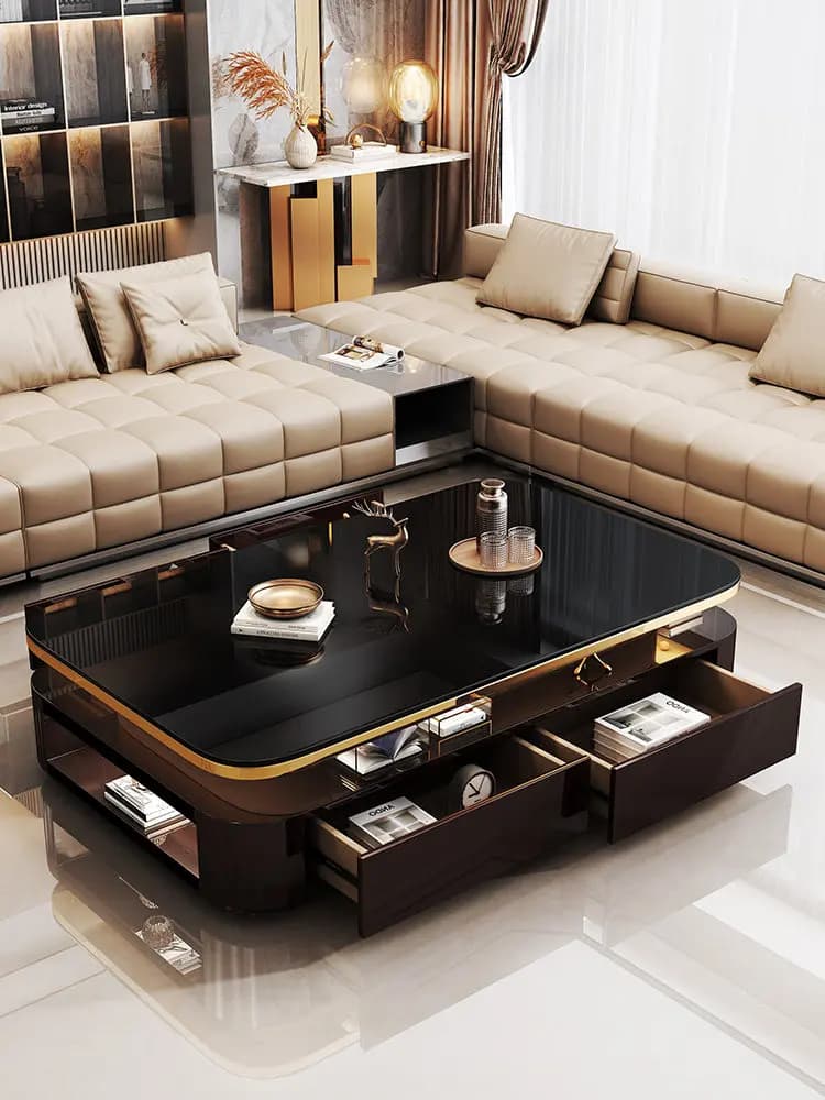 LH light luxury tempered glass coffee table living room home advanced storage TV cabinet