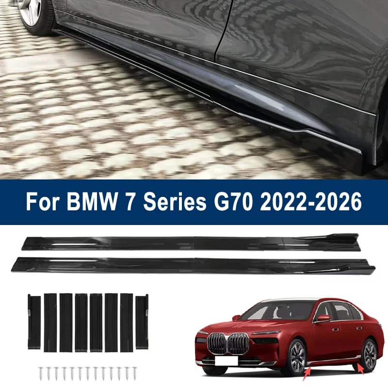 For BMW 7 Series G70 2022-2026 2023 Car Side Skirt Splitters Extended Side Spoiler Sport Body Kit Bumper Lip Modified Parts 8Pcs