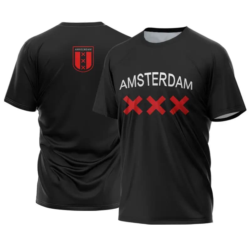 Dutch Style  Amsterdam Men T-Shirt Street Trend Shirts Unisex Casual Crew Neck Short Sleeve Sports Tees Black 6xl