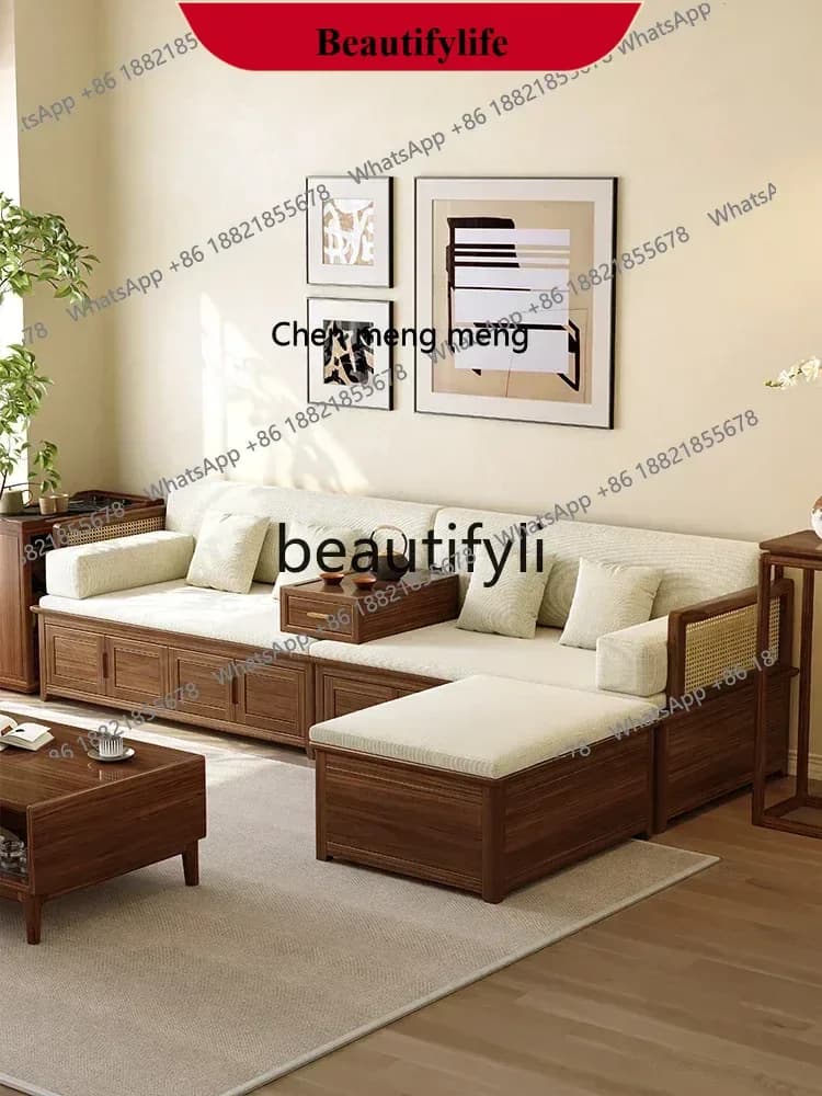 z183    New Chinese-style all-solid wood Arhat bed, black walnut sofa, bed bed, storage box, modern and simple