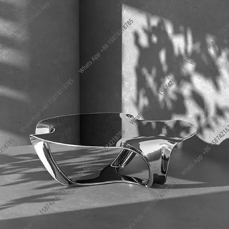 Creative FRP electroplating stainless steel silver coffee table model room special-shaped irregular fashion