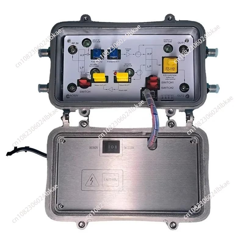 Bidirectional high gain line amplifier, rf input exceeding 38db