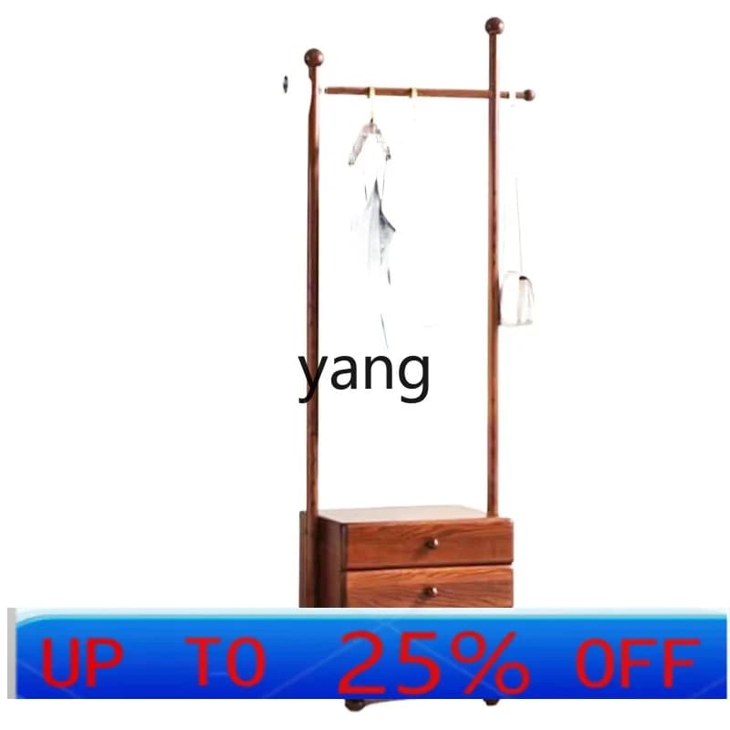 LH solid wood bedside table hanger integrated bedroom floor coat rack with drawers